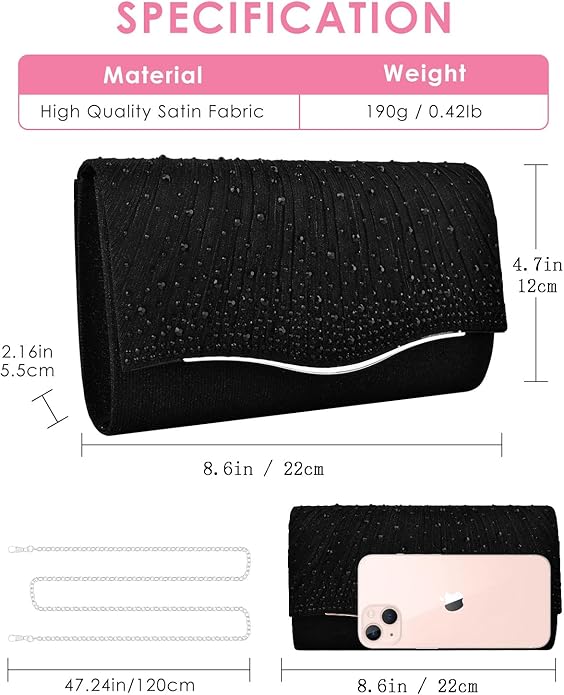 TINDTOP Clutch Purses for Women, Formal Evening Bags Suede Shoulder Envelope Party Handbags