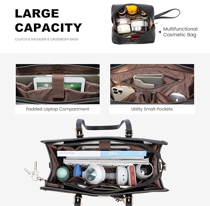 LOVEVOOK Laptop Bag for Women 15.6 inch Lightweight PU Laptop Tote Bag