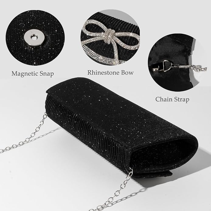 Bow Evening Bag Sparkly Clutch Purses for Women